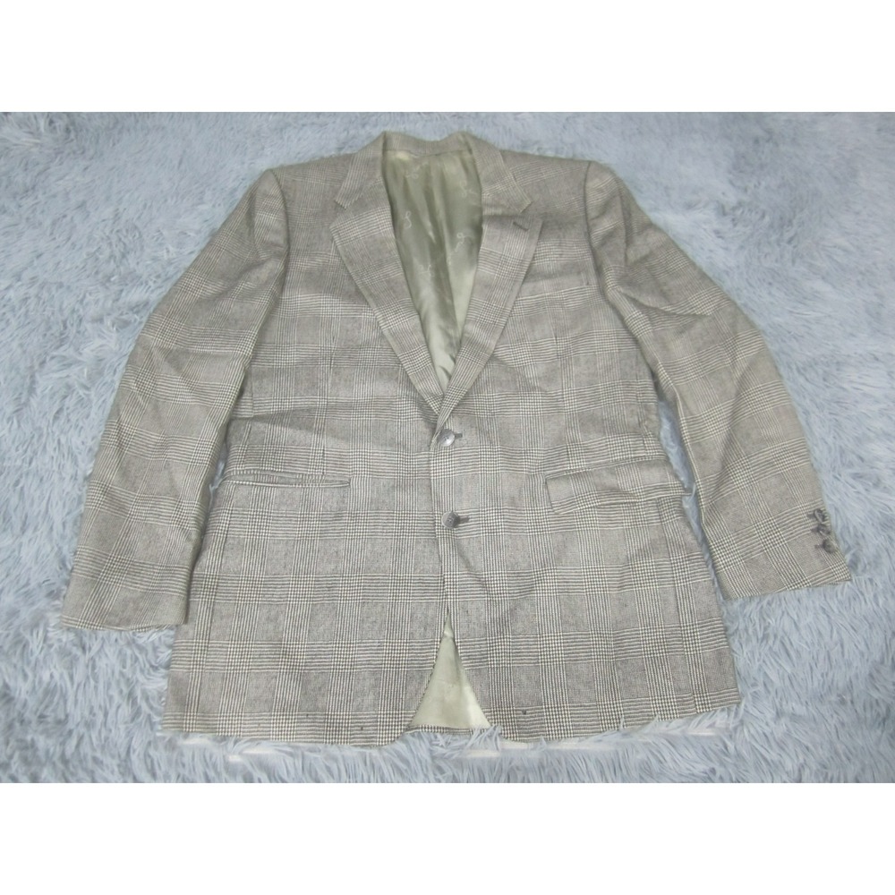 VTG Givenchy Jacket 42R Beige Dress‎ Coat Blazer Houndstooth 2-Button Casual